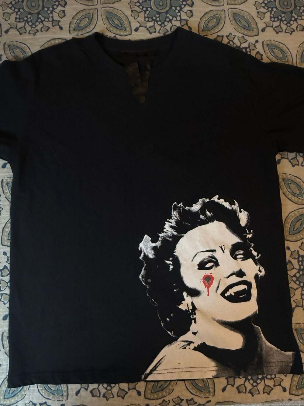 Vlone Marilyn Monroe Pearl Necklace Graphic T-Shirt Black Size XL